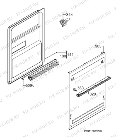 Взрыв-схема посудомоечной машины Zanussi ZDN11001XA - Схема узла Door 003